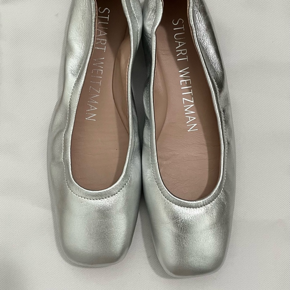 Stuart Weitzman Metallic Silver Flats